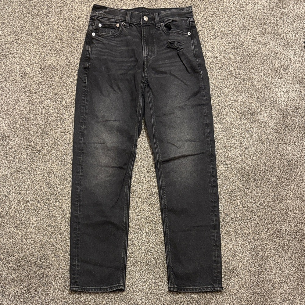 American Eagle Outfitters Women’s Dark Gray Straight High Rise Jeans